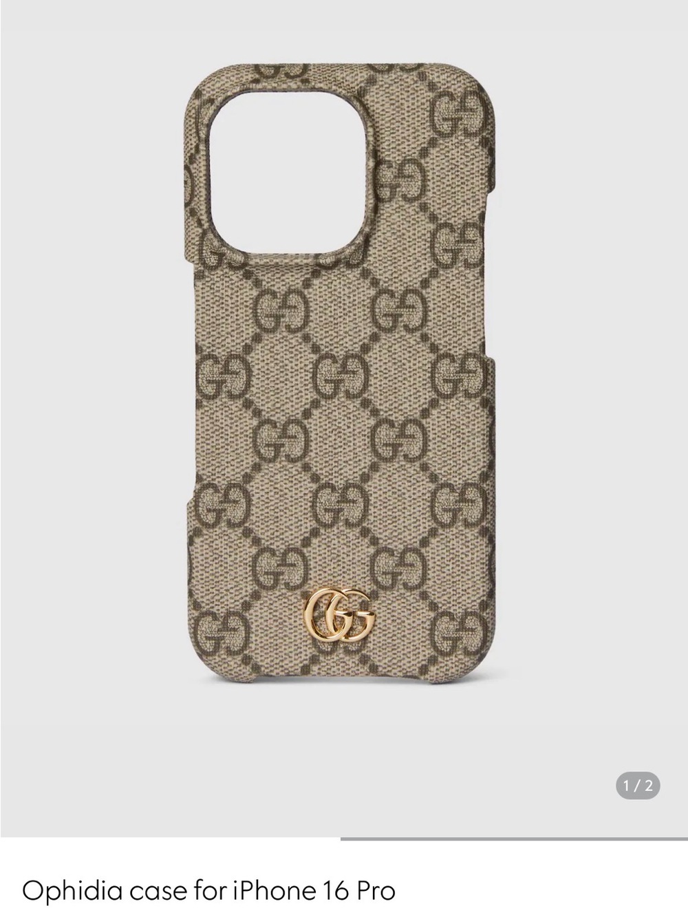 Gucci Beige GG Monogram iPhone Case with Gold Hardware